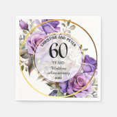 Serviette En Papier Tout Mariage (60) Gold Frame Roses Anniversaire (Devant)
