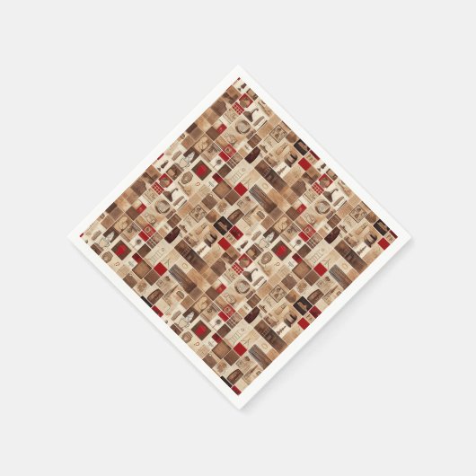 Serviette En Papier Tout mon café Patchwork Quilt Motif No3 (Coin)