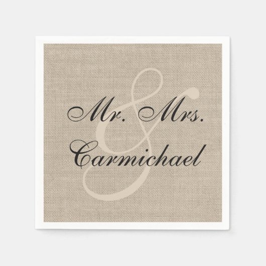 Serviette En Papier Tout Simplement Parfait M. & Mme Burlap Napkin (Devant)