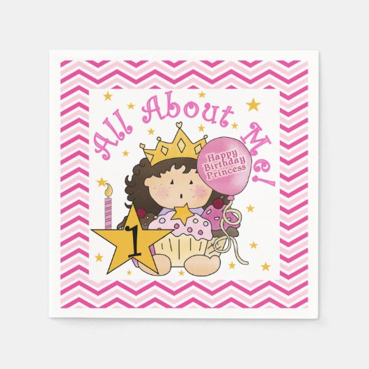 Serviette En Papier Tout sur moi Princess 1er Anniversaire Papier serv (Devant)
