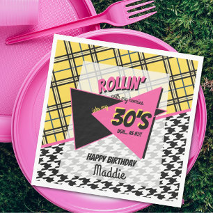 Serviette En Papier TOUTE AGE rétro 90s plaid & houndstooth fête