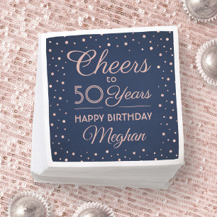 Serviette En Papier Toute fête d'anniversaire Cheers Bleu marine et ro