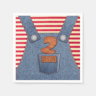Serviette En Papier Toute l'étoile 2e anniversaire Denim Overalls Papi