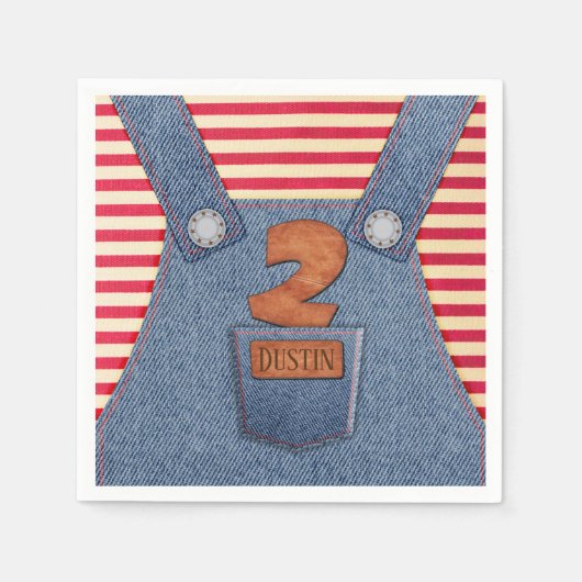 Serviette En Papier Toute l'étoile 2e anniversaire Denim Overalls Papi (Devant)