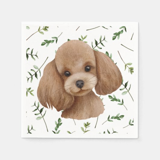 Serviette En Papier Toy Poodle Green Boho Baby shower serviettes (Devant)