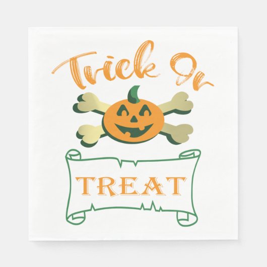 Serviette En Papier Tracer ou traiter les os croisés citrouille Hallow (Devant)