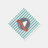 Serviette En Papier Traces verticales turquoises avec Joyeux message d (Coin)