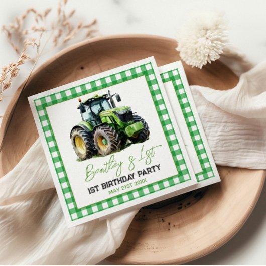 Serviette En Papier Tracteur 1er anniversaire Fun Farm