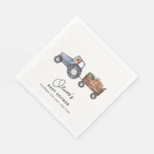 Serviette En Papier Tracteur agricole rustique Baby shower d'ours en p (Coin)