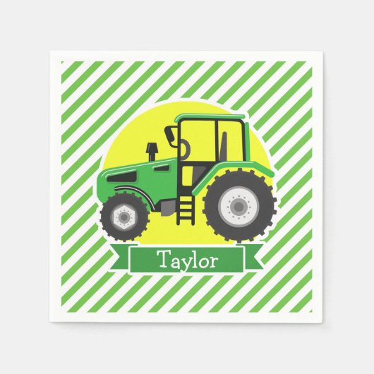 Serviette En Papier Tracteur agricole vert avec jaune; vert et blanc (Devant)