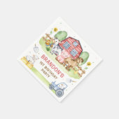 Serviette En Papier Tracteur Animaux de ferme 1er anniversaire (Coin)