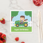 Serviette En Papier Tracteur Boy and Puppy Farm Anniversaire Fournitur (En situation)