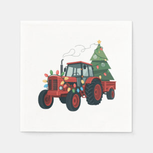 Serviette En Papier Tracteur de Noël Éclairage de tracteur de Noël