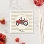 Serviette En Papier Tracteur Red Farm sur Tan Stripes (En situation)