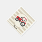 Serviette En Papier Tracteur Red Farm sur Tan Stripes (Coin)
