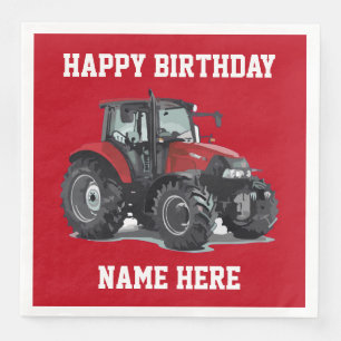 Serviette En Papier Tracteur rouge cultivant des serviettes