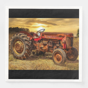 Serviette En Papier Tracteur Vintage Red Farm