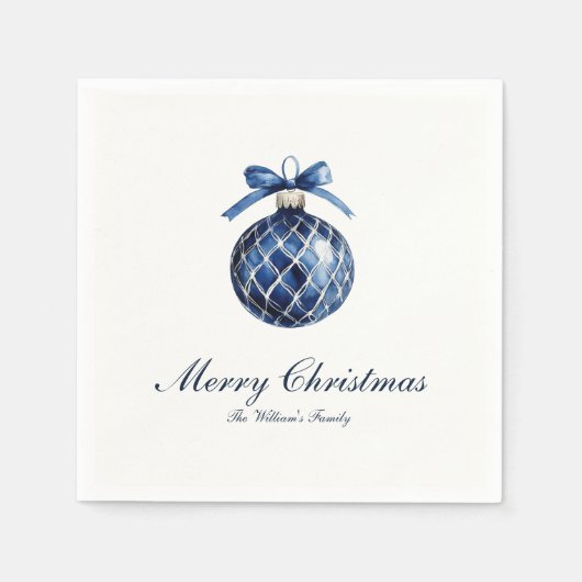 Serviette En Papier Traditional Blue Ornament Christmas (Devant)