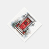 Serviette En Papier Traditional Christmas Holiday Welcome Red Door (Coin)
