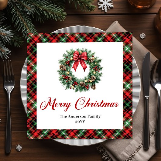 Serviette En Papier Traditional Christmas Wreath Napkins Personalized