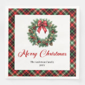 Serviette En Papier Traditional Christmas Wreath Napkins Personalized (Devant)