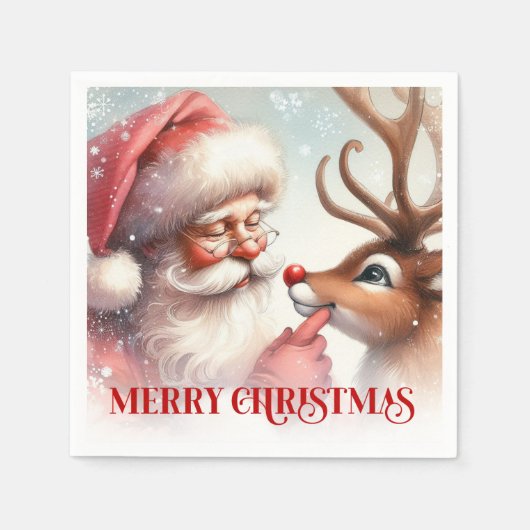 Serviette En Papier Traditional Santa Rudolph Holiday Party Set (Devant)