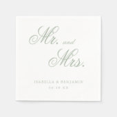 Serviette En Papier Traditionnel Sage Vert Formel Mariage élégant (Devant)