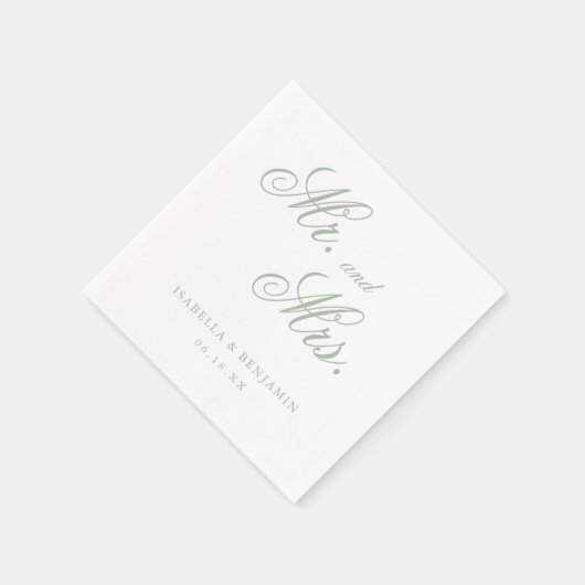 Serviette En Papier Traditionnel Sage Vert Formel Mariage élégant (Coin)