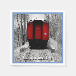 Serviette En Papier Train à vapeur à l'ancienne avec Caboose rouge