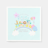 Serviette En Papier Train Animaux Bleus (Devant)