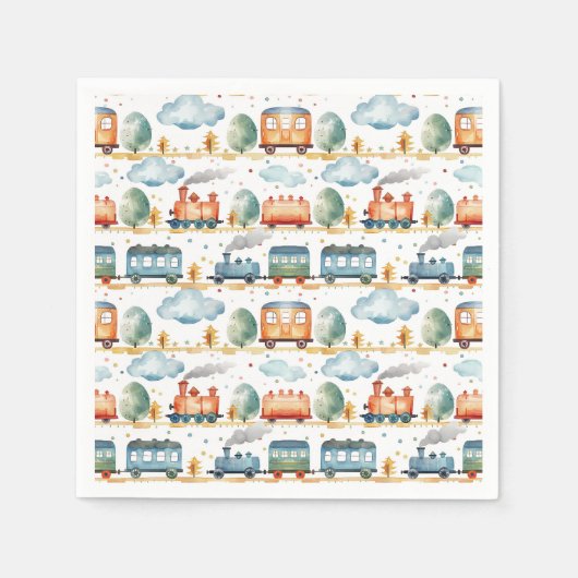 Serviette En Papier Train Anniversaire Baby shower de fête (Devant)