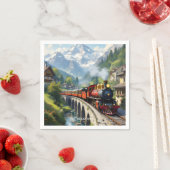 Serviette En Papier Train antique Imaginaire Crimson (En situation)