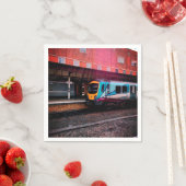 Serviette En Papier Train bleu clair (En situation)