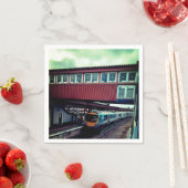 Serviette En Papier Train bleu clair, sous le pont (En situation)