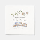 Serviette En Papier Train bleu et blocs Baby shower serviettes (Devant)