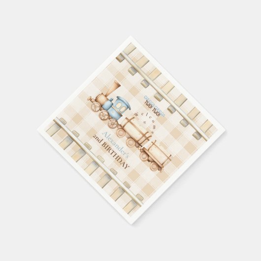 Serviette En Papier Train Choo Choo 2ème anniversaire (Coin)