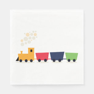 Serviette En Papier Train coloré de dessin animé