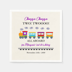 Serviette En Papier Train coloré du 2ème anniversaire
