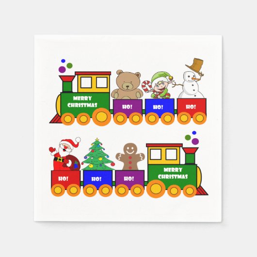 Serviette En Papier Train de jouets de Noël coloré (Devant)