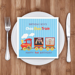 Serviette En Papier Train Jouet Toddler Boy Birthday Blue