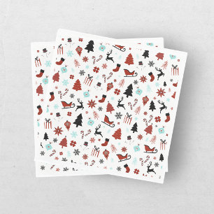 Serviette En Papier Traîneau de rennes Noël Pins arbres