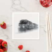 Serviette En Papier Trains de train noir et blanc (En situation)
