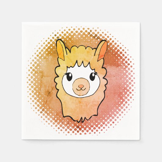 Serviette En Papier Trait Llama Vintage Impression (Devant)