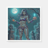 Serviette En Papier Traite d'Halloween ou ami Zombie w Cerveau (Devant)
