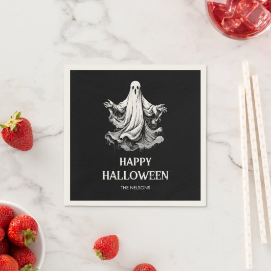 Serviette En Papier Traitement de fête Halloween effrayant avec fantôm (En situation)