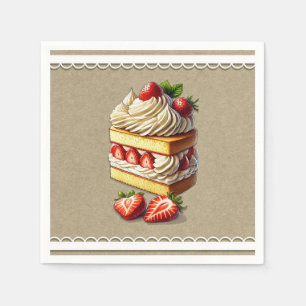 Serviette En Papier Tranche de gâteau aux fraises aux fraises