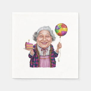 Serviette En Papier Tranche de gâteau d'anniversaire humoristique de N