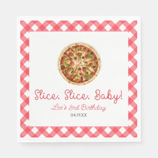 Serviette En Papier Trancher, Trancher, Bébé ! Pizza fête d'anniversai (Devant)