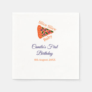Serviette En Papier Trancher Trancher Pizza bébé brun bleu 1er anniver