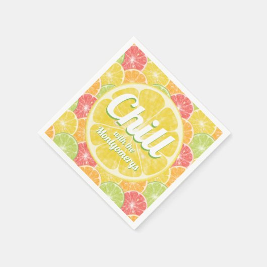 Serviette En Papier Tranches Citrus Citron Été (Coin)